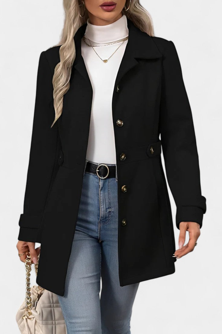 Women’s Wool Belted Collared Mid-Length Trench Coat