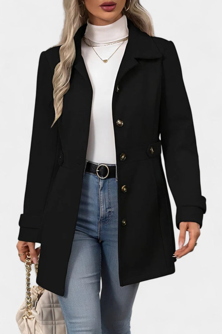Women’s Wool Belted Collared Mid-Length Trench Coat