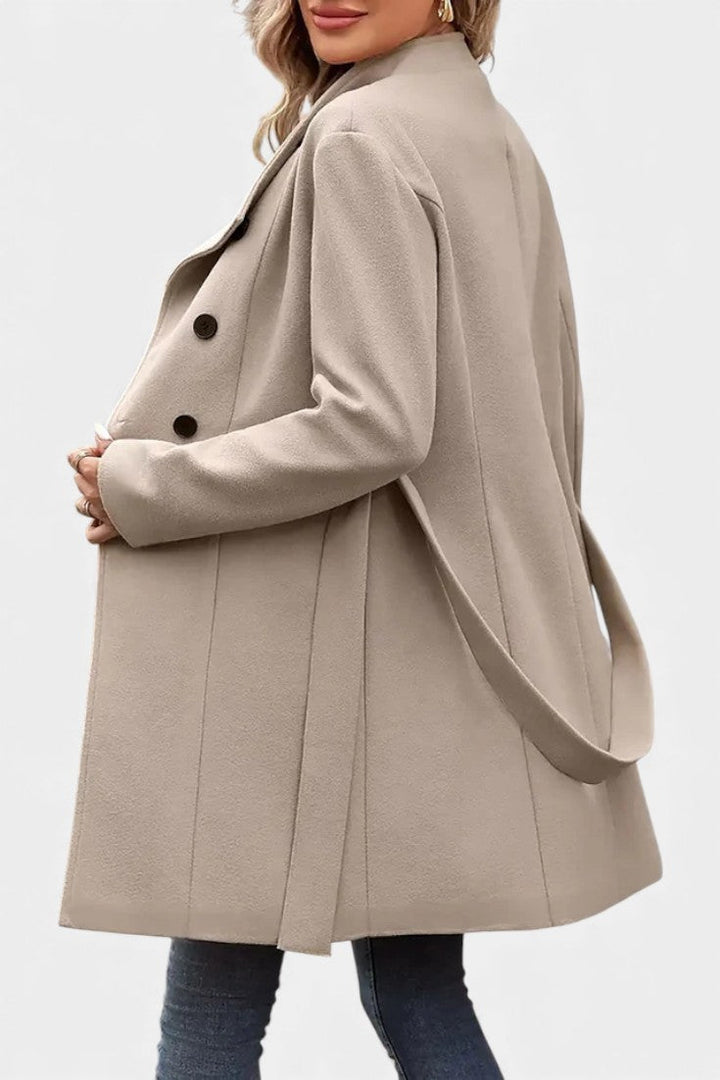Women's Wool Trench Coat Belted Overcoat Jacket