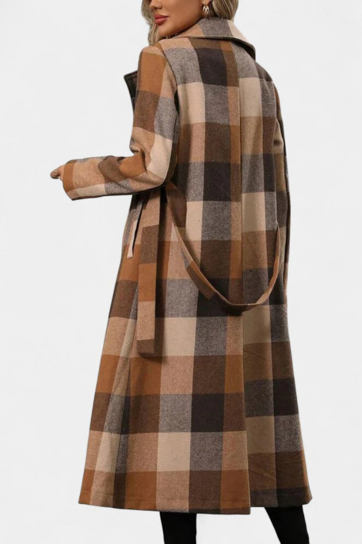 Women’s Wool Checked Double-Breasted Trench Coat