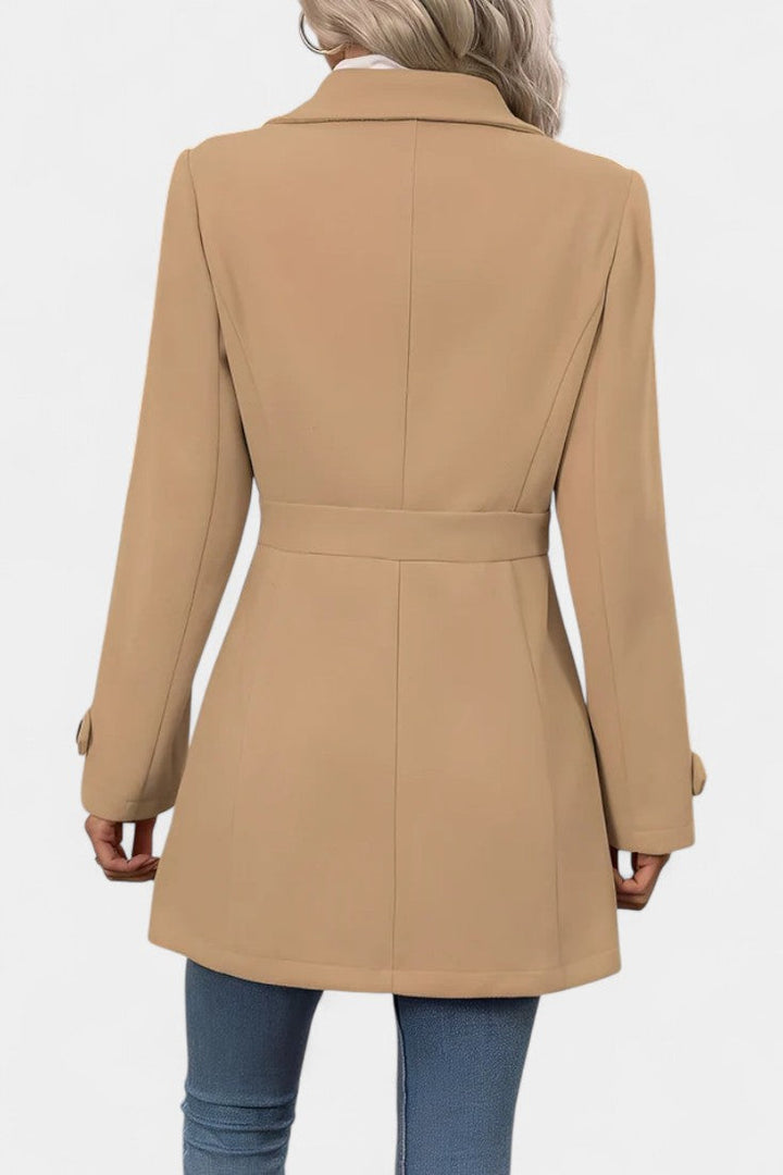Women’s Wool Belted Collared Mid-Length Trench Coat