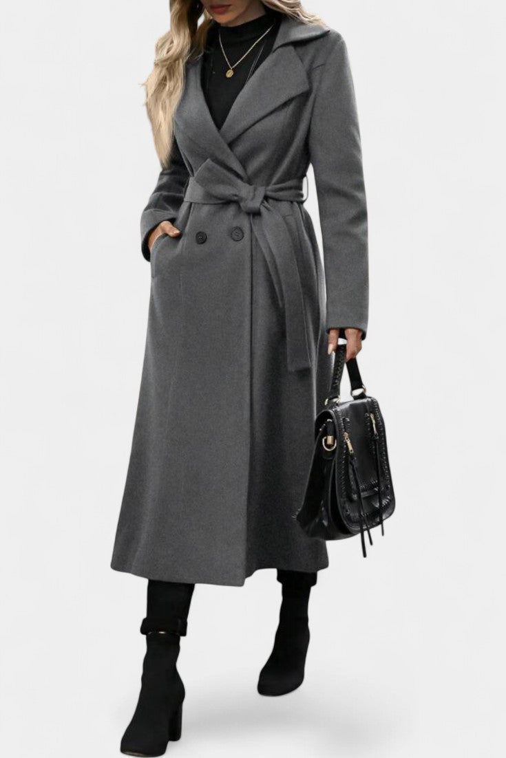 Women’s Wool Checked Double-Breasted Trench Coat