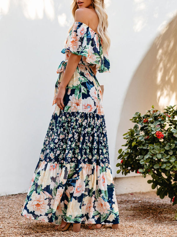 Women’s Floral Linen-Blend Off-Shoulder Maxi Dress