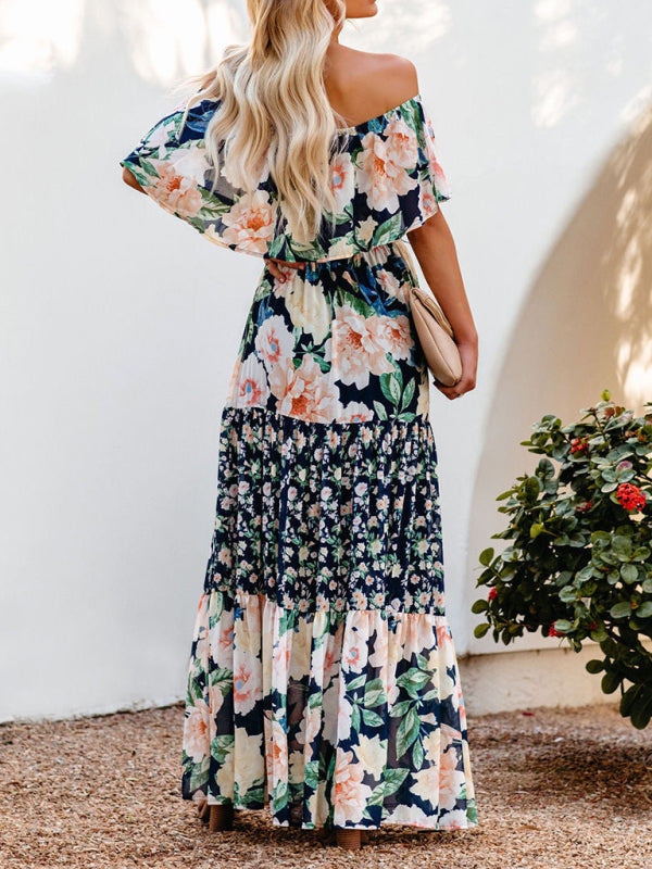 Women’s Floral Linen-Blend Off-Shoulder Maxi Dress