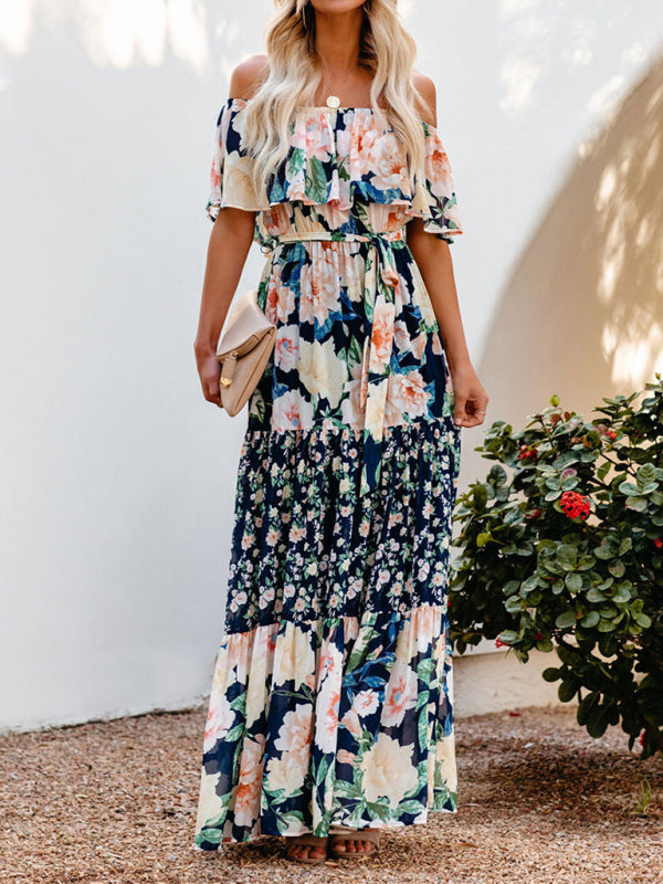 Women’s Floral Linen-Blend Off-Shoulder Maxi Dress