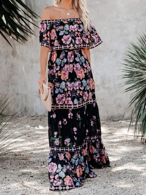 Women’s Floral Linen-Blend Off-Shoulder Maxi Dress