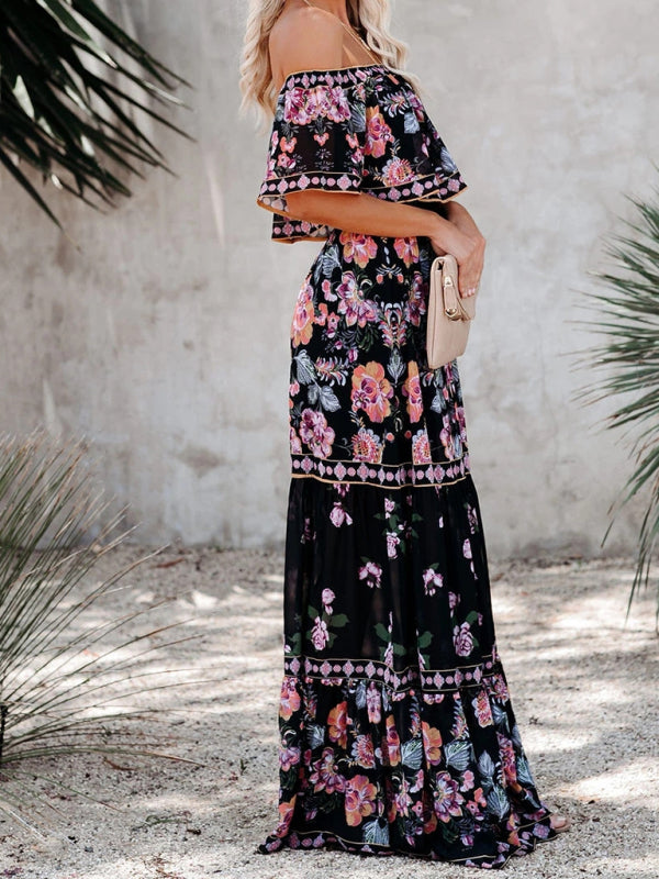 Women’s Floral Linen-Blend Off-Shoulder Maxi Dress