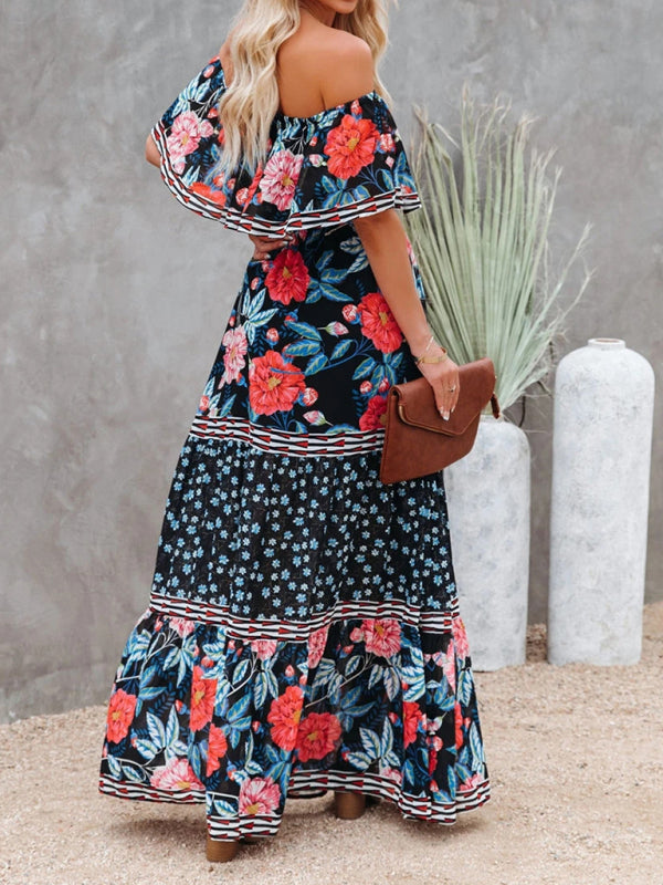 Women’s Floral Linen-Blend Off-Shoulder Maxi Dress
