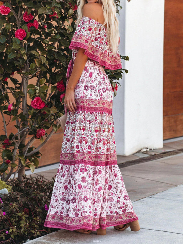 Women’s Floral Linen-Blend Off-Shoulder Maxi Dress