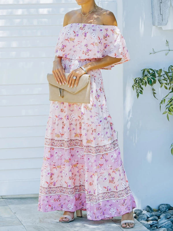 Women’s Floral Linen-Blend Off-Shoulder Maxi Dress