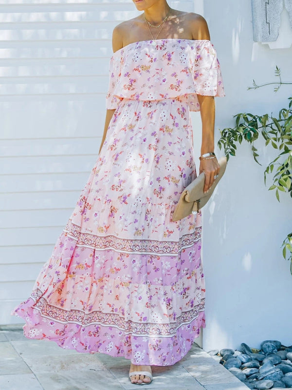 Women’s Floral Linen-Blend Off-Shoulder Maxi Dress