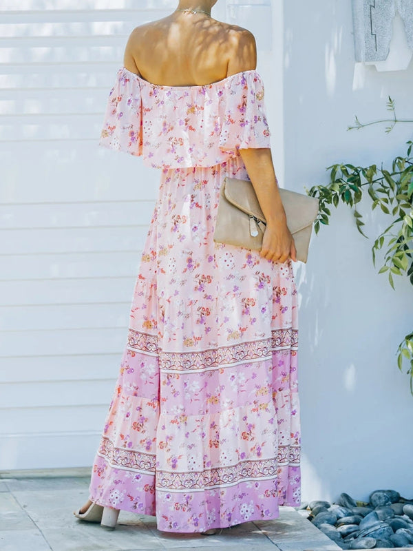 Women’s Floral Linen-Blend Off-Shoulder Maxi Dress