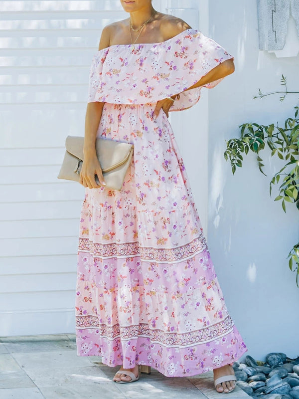 Women’s Floral Linen-Blend Off-Shoulder Maxi Dress
