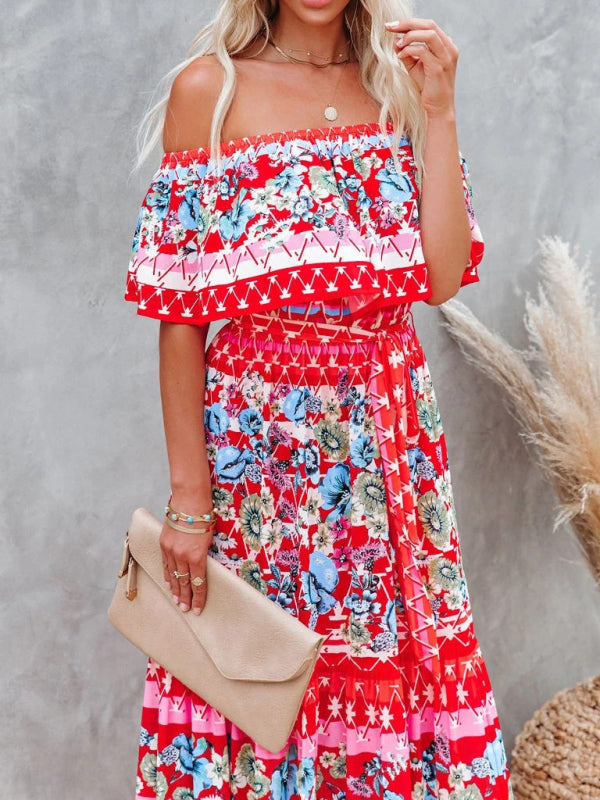 Women’s Floral Linen-Blend Off-Shoulder Maxi Dress