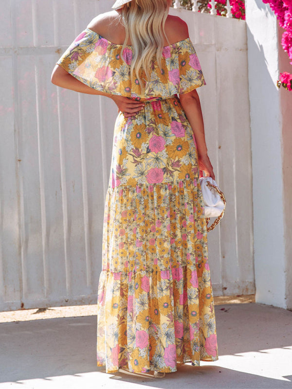 Women’s Floral Linen-Blend Off-Shoulder Maxi Dress