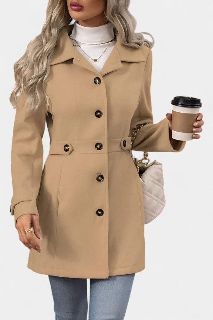 Women’s Wool Belted Collared Mid-Length Trench Coat