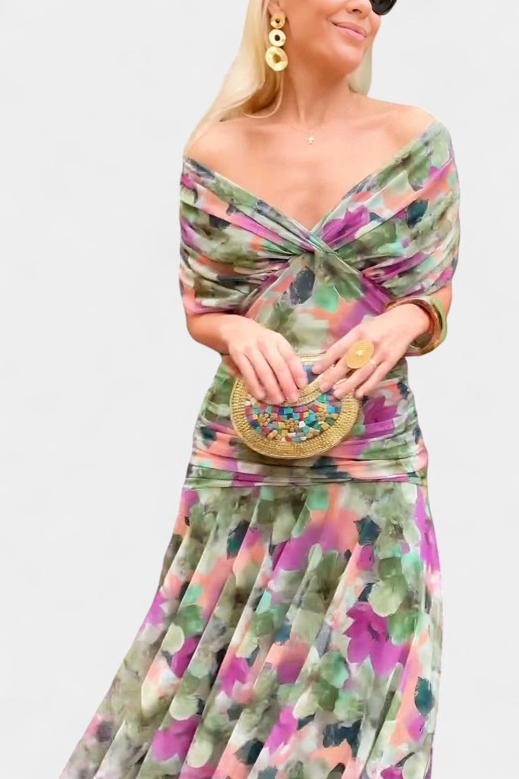 Women's Mesh Off-Shoulder Evening Dress Maxi Gown
