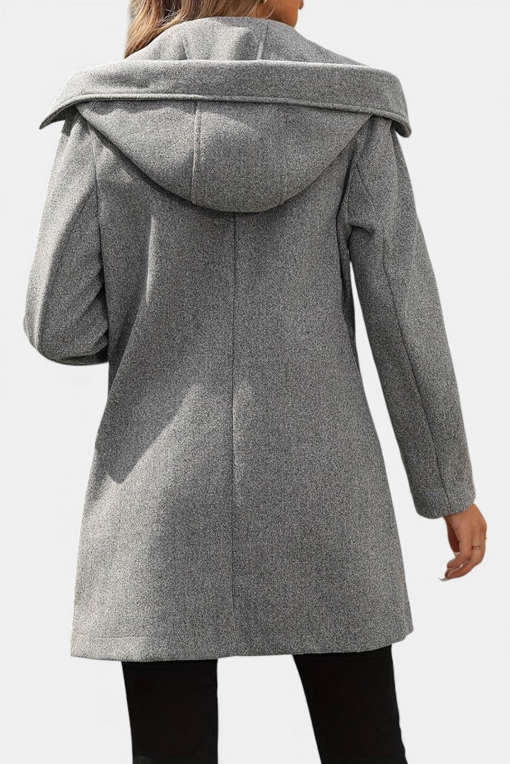 Women’s Wool-Blend Hooded Double Breasted Mid-Length Coat