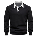 Men's Knit Long Sleeve Polo Pullover Sweater