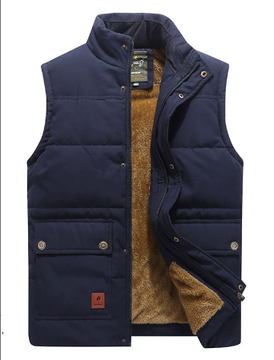 Men's Fleece-Lined Puffer Gilet Thermal Stand Collar Vest