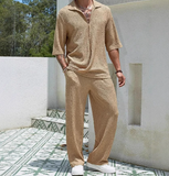 Men's Knit Relaxed Fit Short Sleeve Shirt and Trousers Co-ord
