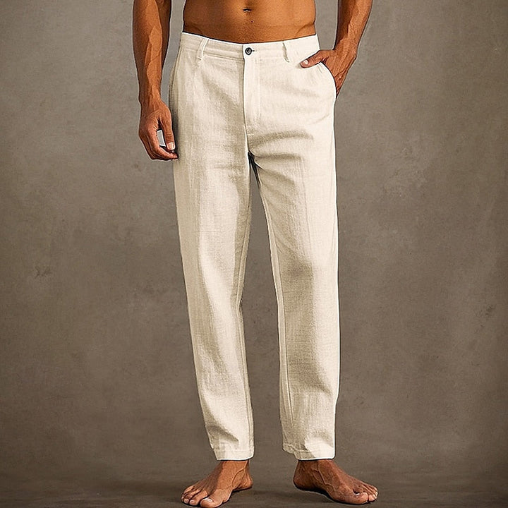 Men's Summer Linen Trousers Straight Leg Casual Pants