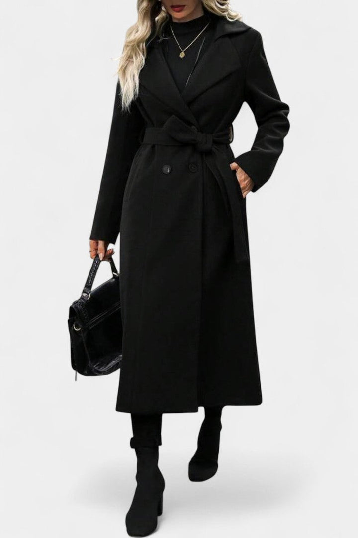 Women’s Wool Checked Double-Breasted Trench Coat