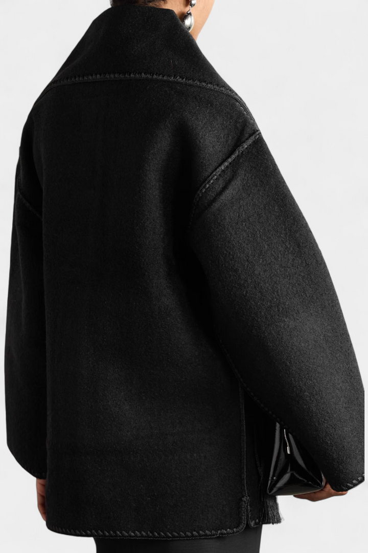Women’s Wool-Blend Fringe-Trim Scarf Coat