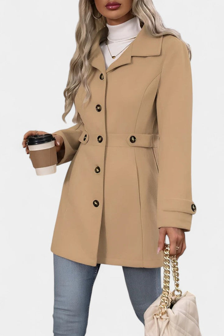 Women’s Wool Belted Collared Mid-Length Trench Coat