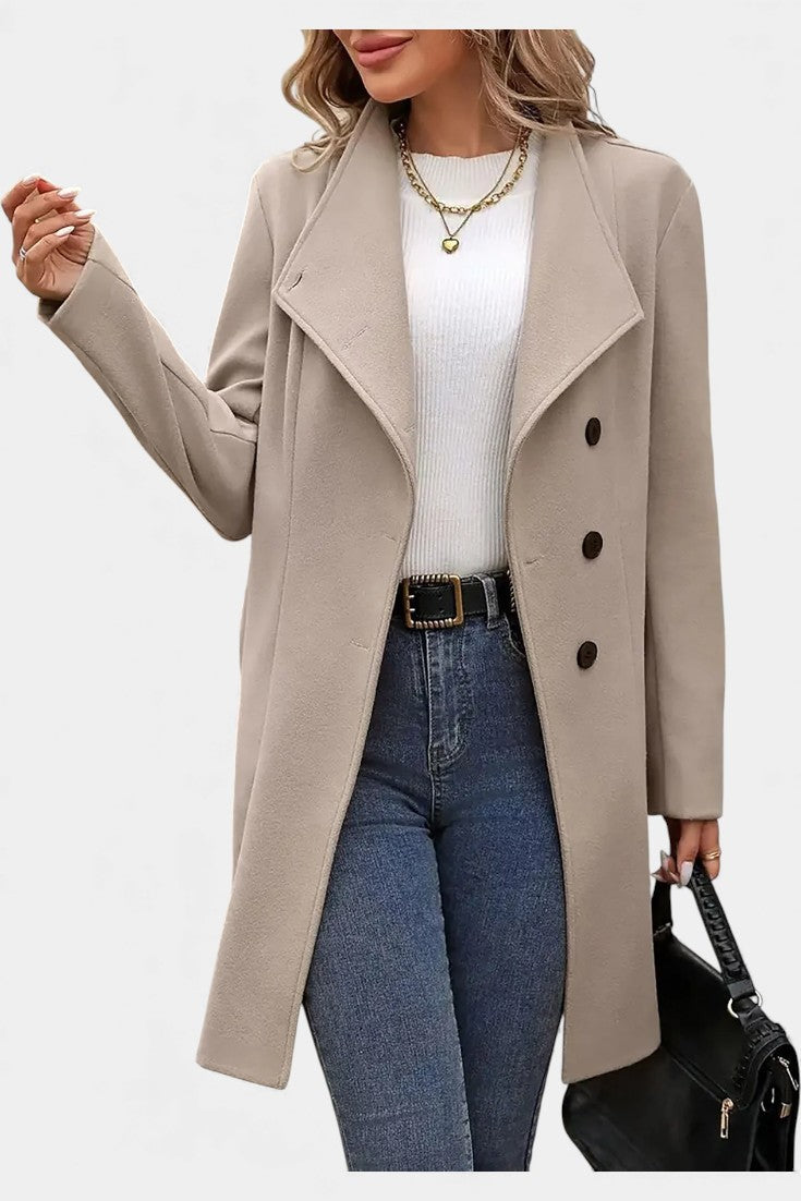 Women's Wool Trench Coat Belted Overcoat Jacket