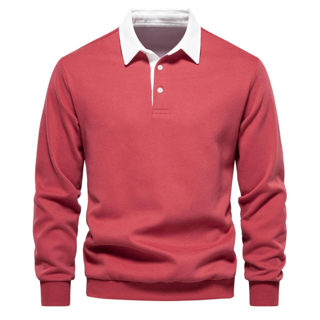 Men's Knit Long Sleeve Polo Pullover Sweater