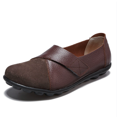 Women's Leather Ballet Flats Slip-On Loafers Walking Shoes