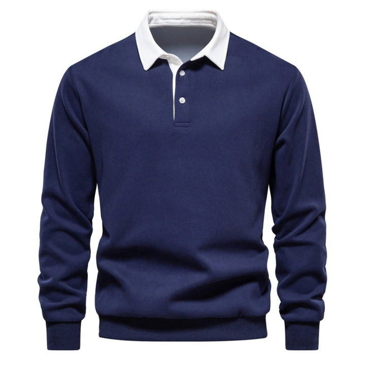 Men's Knit Long Sleeve Polo Pullover Sweater