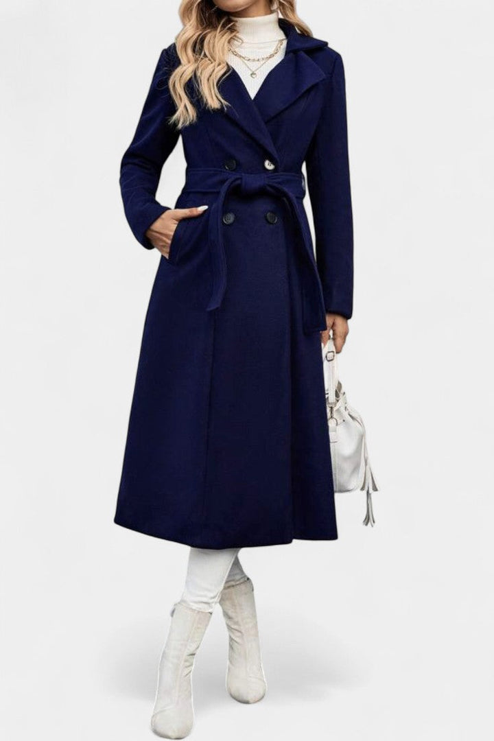 Women’s Wool Checked Double-Breasted Trench Coat