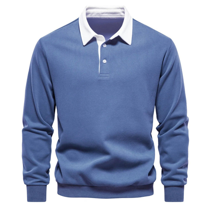 Men's Knit Long Sleeve Polo Pullover Sweater