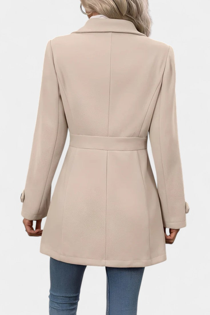 Women’s Wool Belted Collared Mid-Length Trench Coat