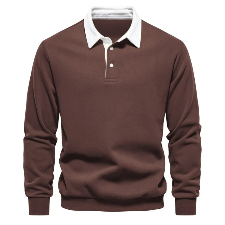 Men's Knit Long Sleeve Polo Pullover Sweater