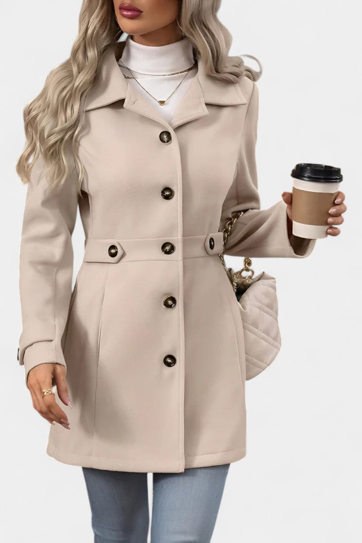Women’s Wool Belted Collared Mid-Length Trench Coat