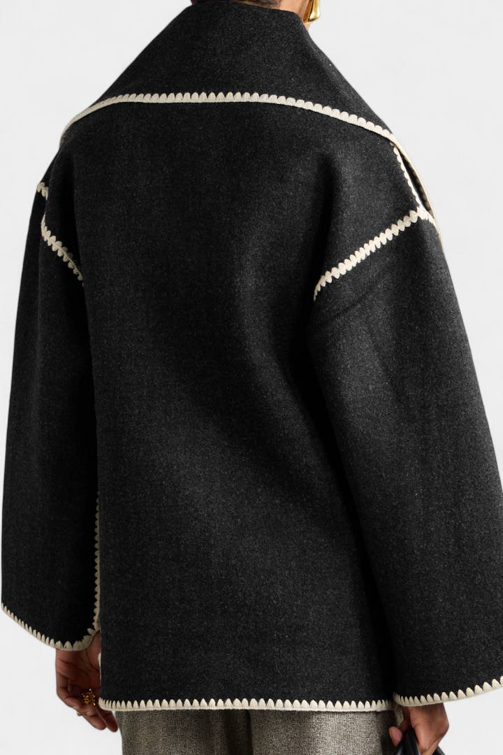 Women’s Wool-Blend Fringe-Trim Scarf Coat