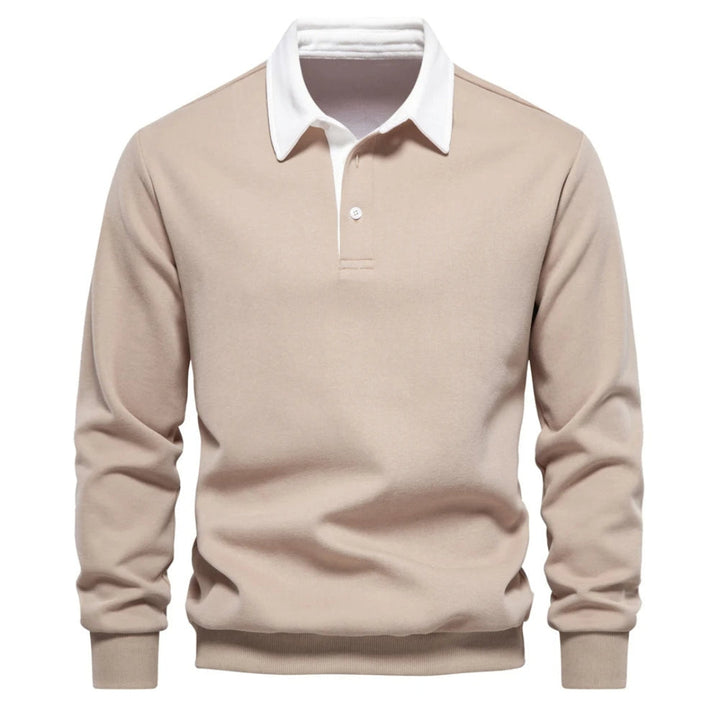 Men's Knit Long Sleeve Polo Pullover Sweater