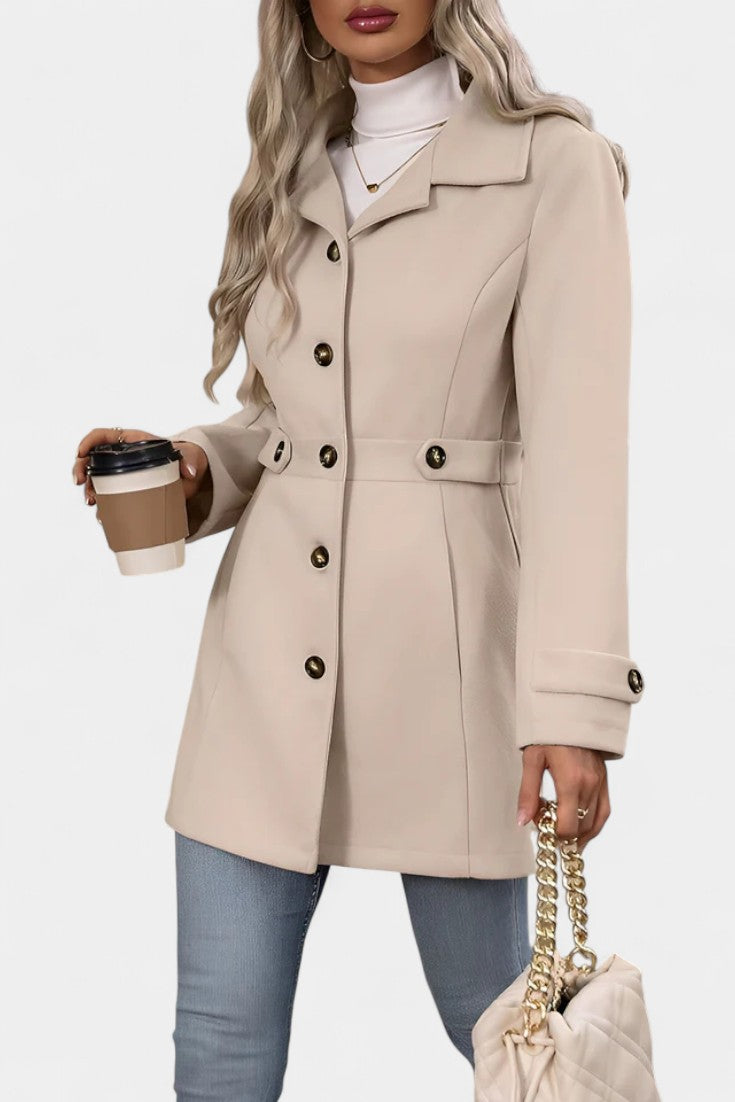 Women’s Wool Belted Collared Mid-Length Trench Coat