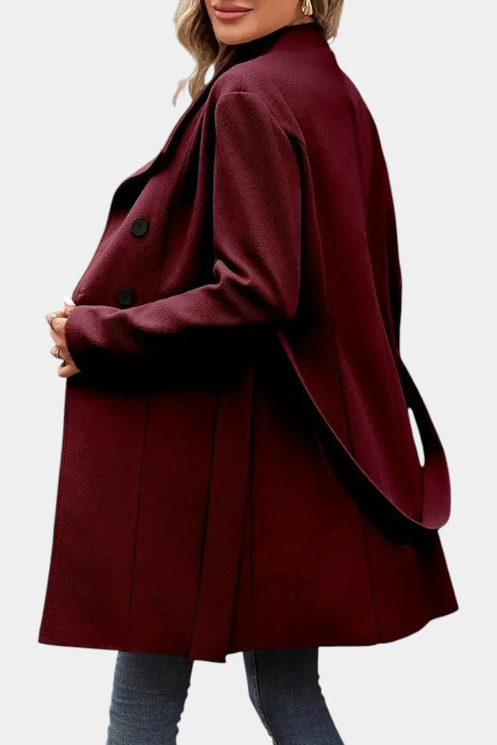 Women's Wool Trench Coat Belted Overcoat Jacket