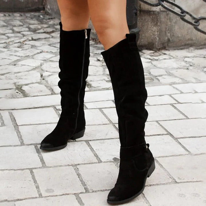 Women's Knee High Suede Pull on Slouchy Boots