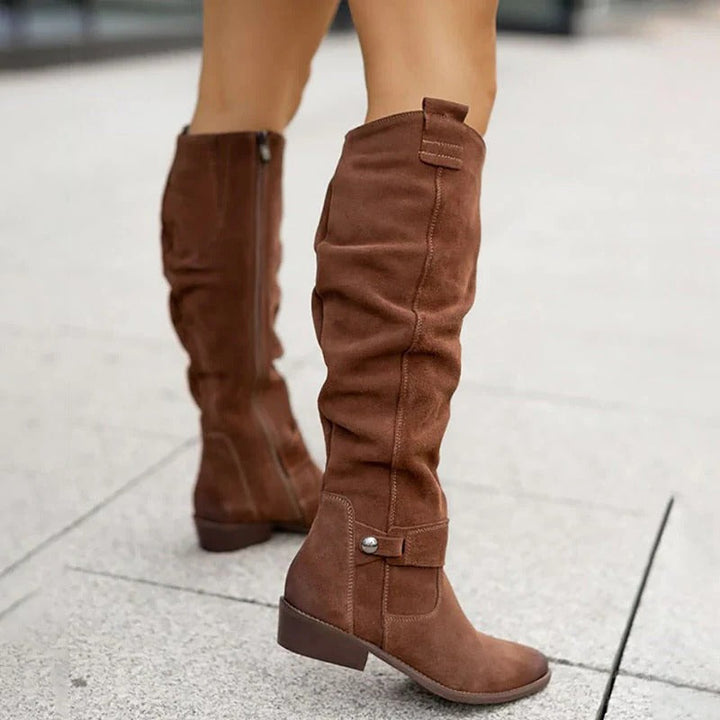 Women's Knee High Suede Pull on Slouchy Boots
