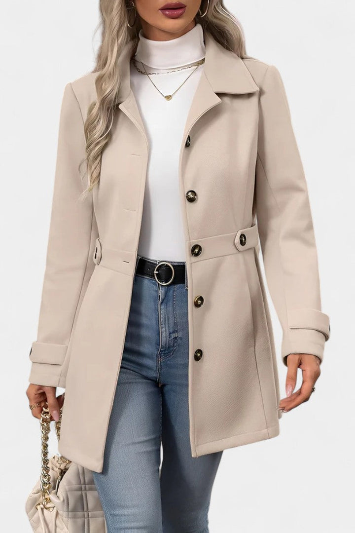 Women’s Wool Belted Collared Mid-Length Trench Coat