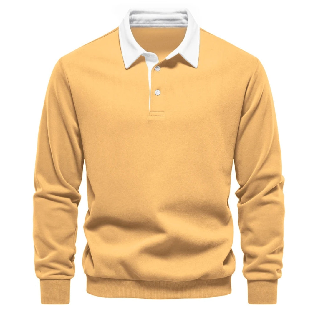 Men's Knit Long Sleeve Polo Pullover Sweater
