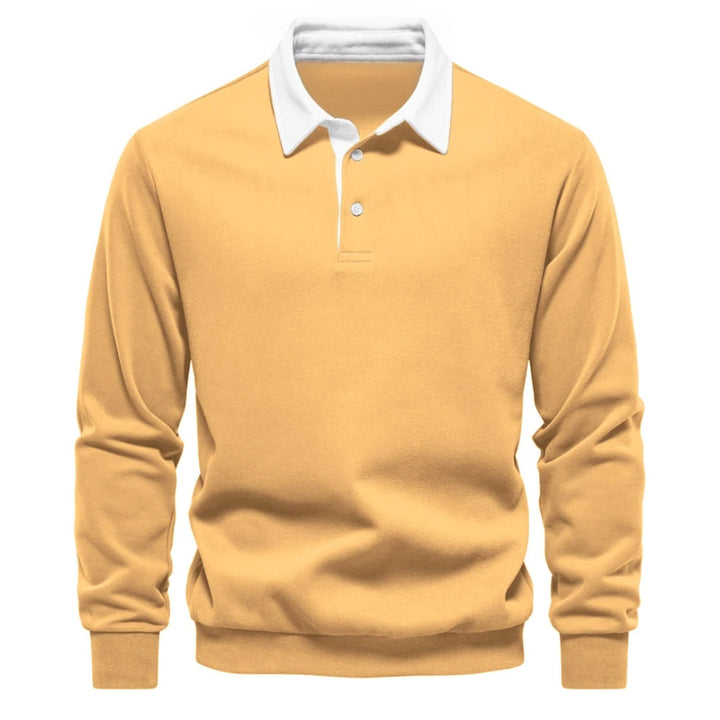 Men's Knit Long Sleeve Polo Pullover Sweater