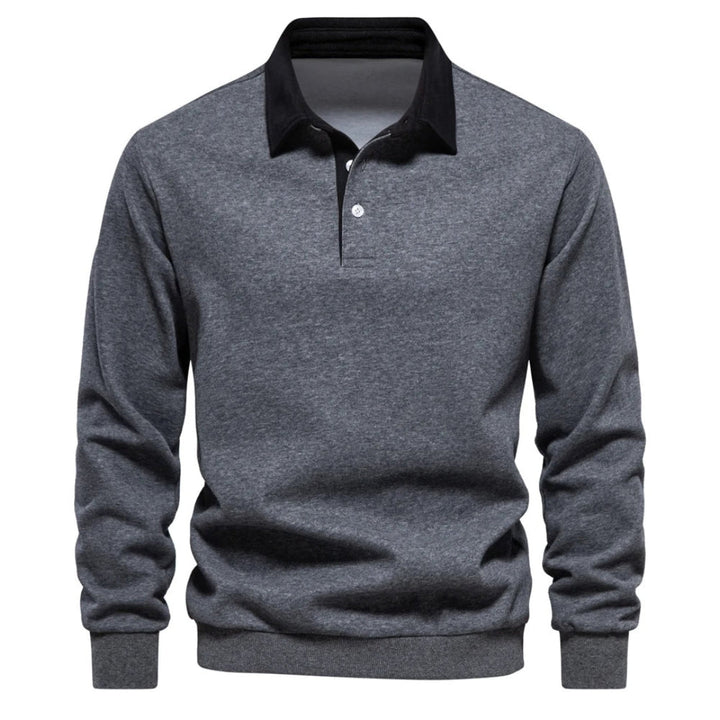 Men's Knit Long Sleeve Polo Pullover Sweater