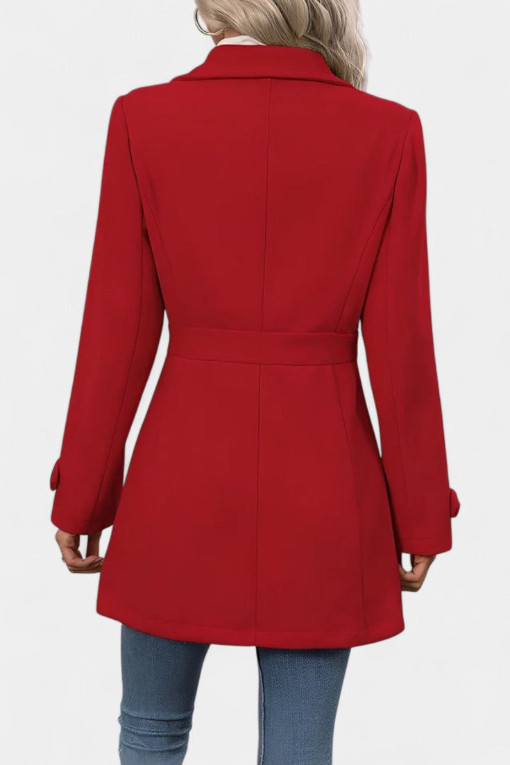 Women’s Wool Belted Collared Mid-Length Trench Coat