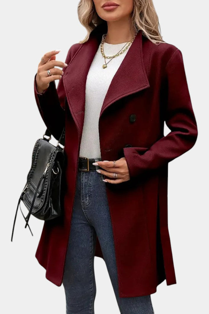 Women's Wool Trench Coat Belted Overcoat Jacket